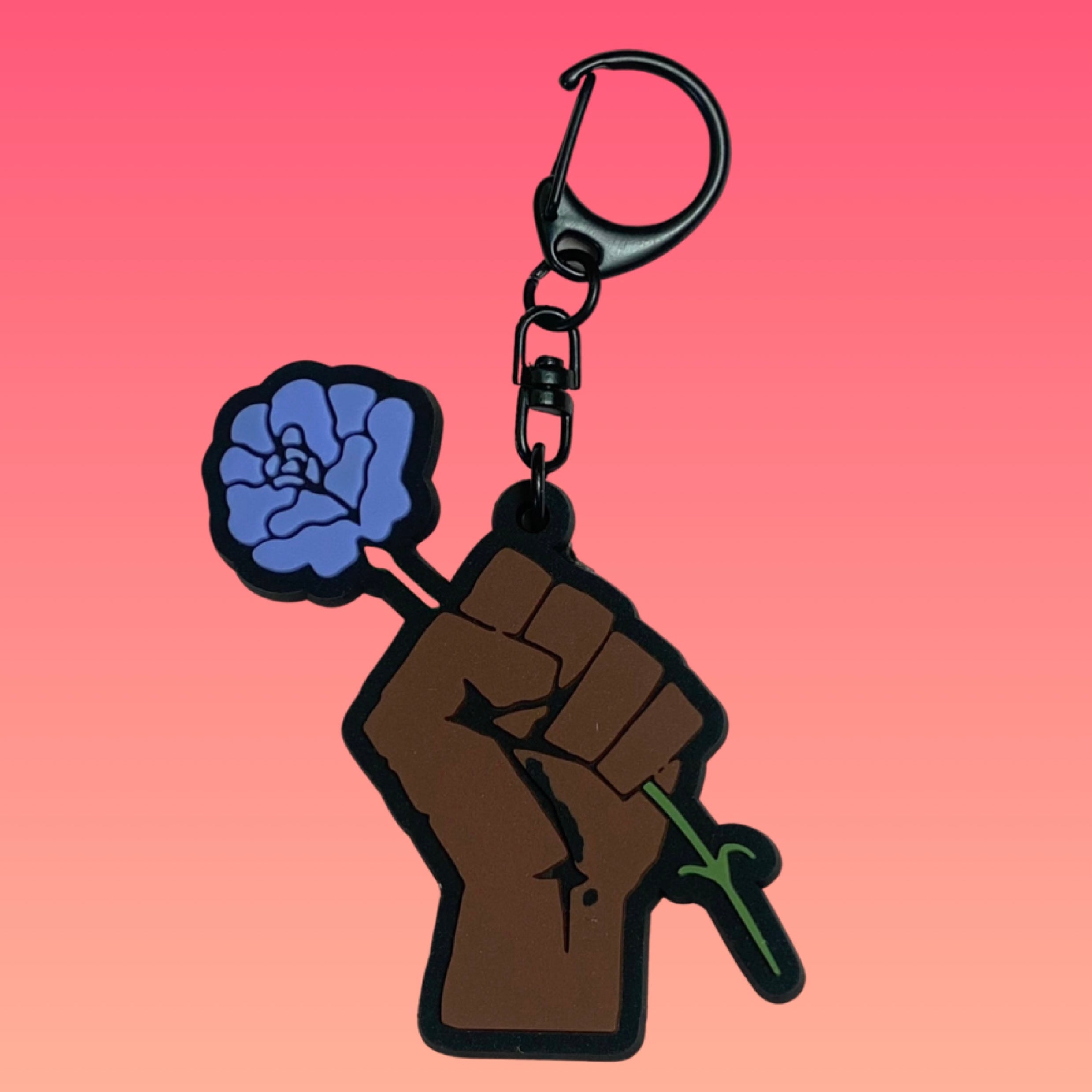 Fist & Flower Key Chain - Chocolate