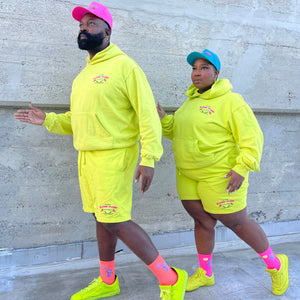 Birds of Paradise Neon Yellow Sweat Shorts